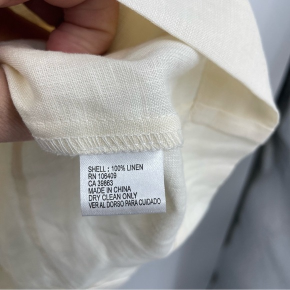 Cremieux safari 100% linen ivory cream button front shirt Sz 8 roll tab sleeves - Picture 3 of 6